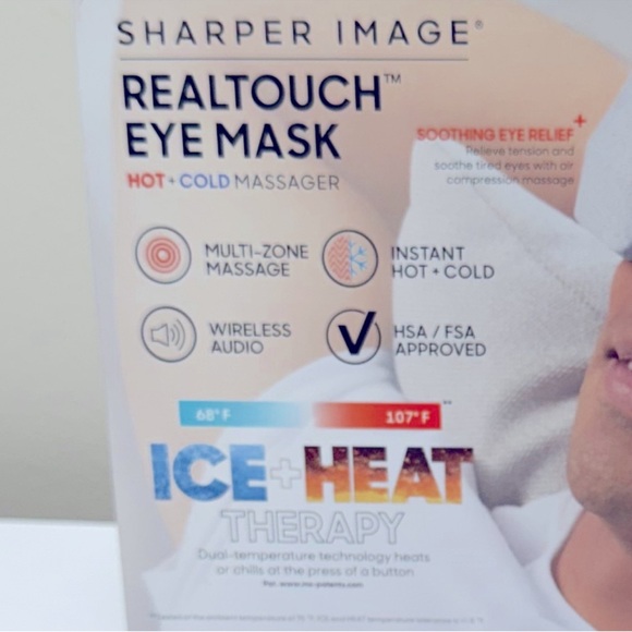 NIB Sharper Image RealTouch Eye Mask, Hot + Cold Massager, Bluetooth - Picture 8 of 12